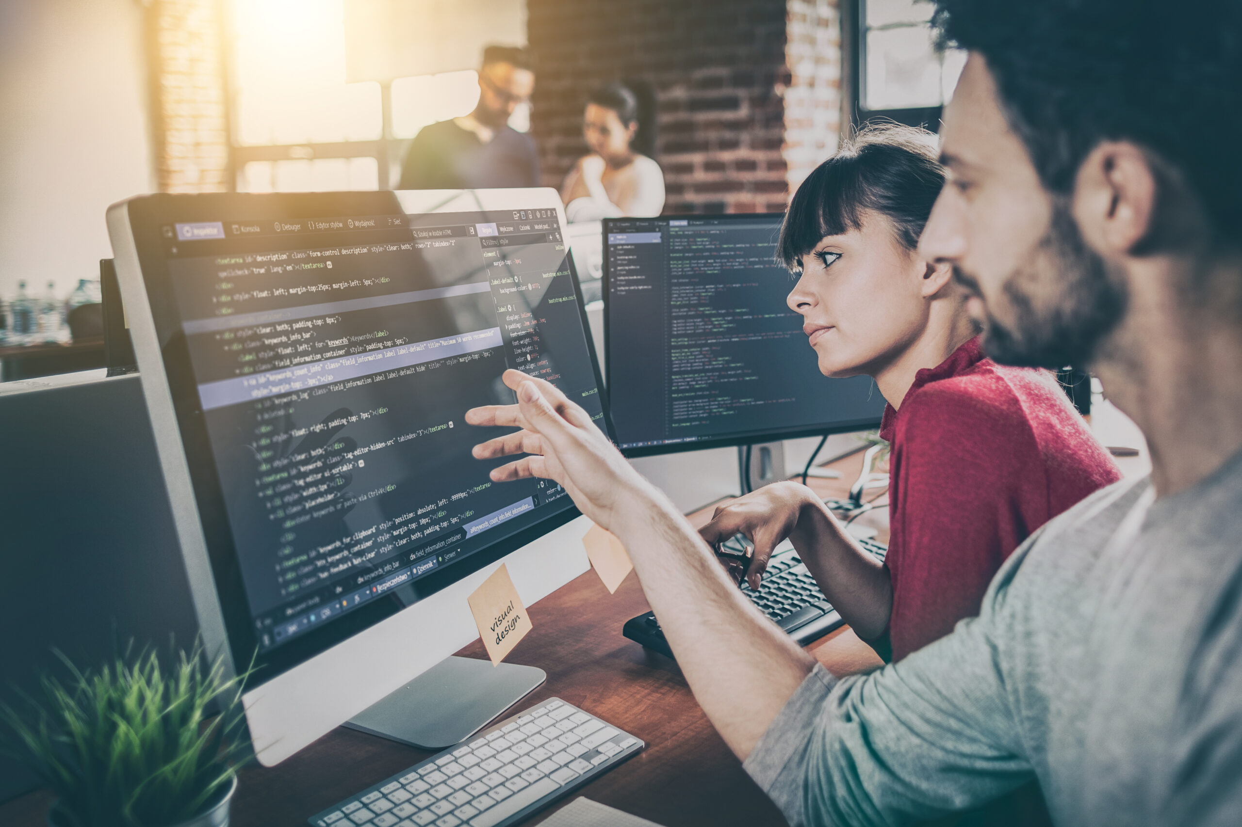Website design. Developing programming and coding technologies. Developing programming and coding technologies. Website design. Programmer working in a software develop company office.